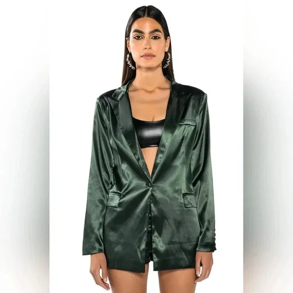 Akira Label - All The Right Moves Satin Blazer - Picture 3 of 9